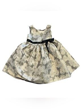 Rosenau Girls 4T Black White Floral Party Dress Bow Waist Sleeveless
